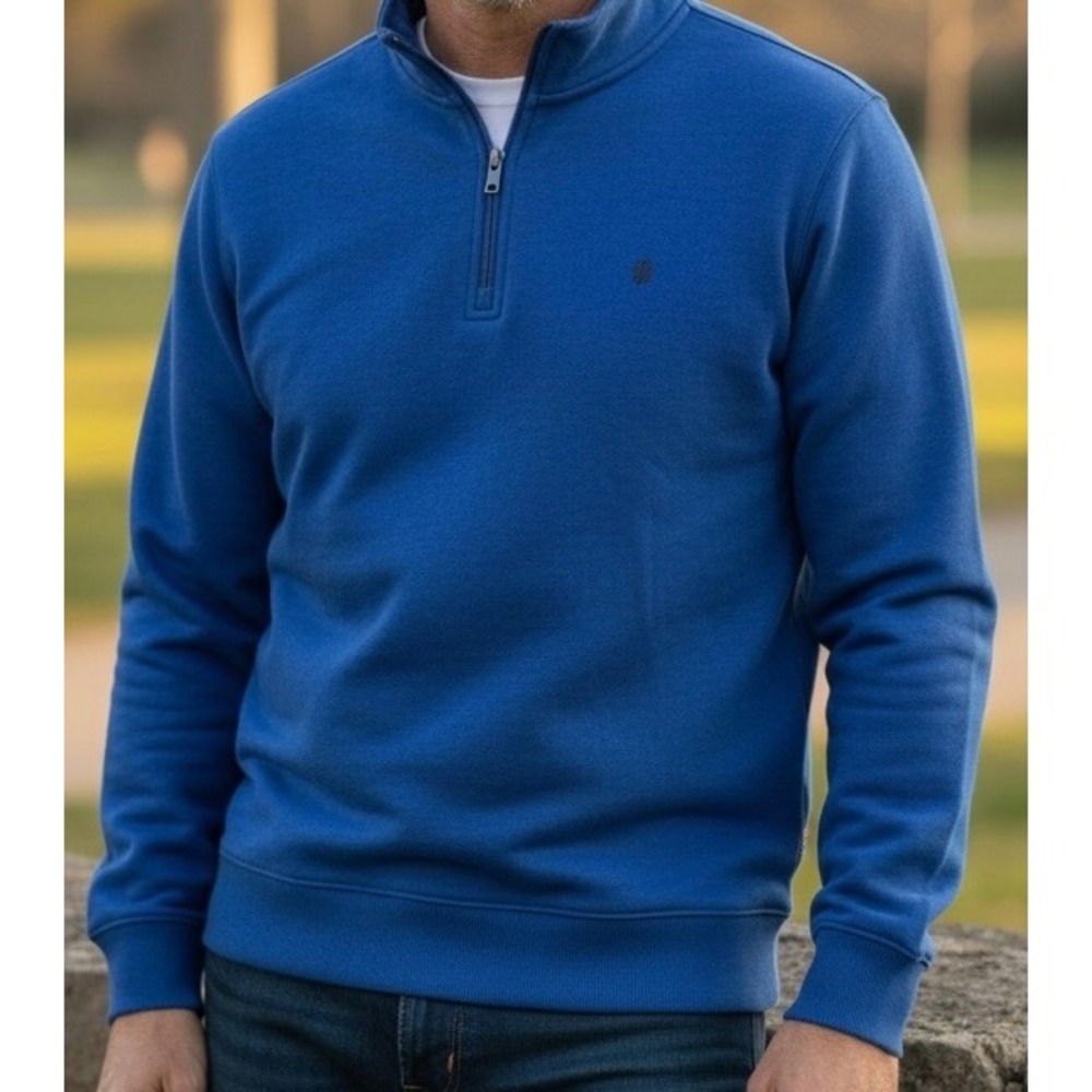 IZOD Advantage Performance Mens XL Blue Quarter Zip Fleece Pullover Sweater